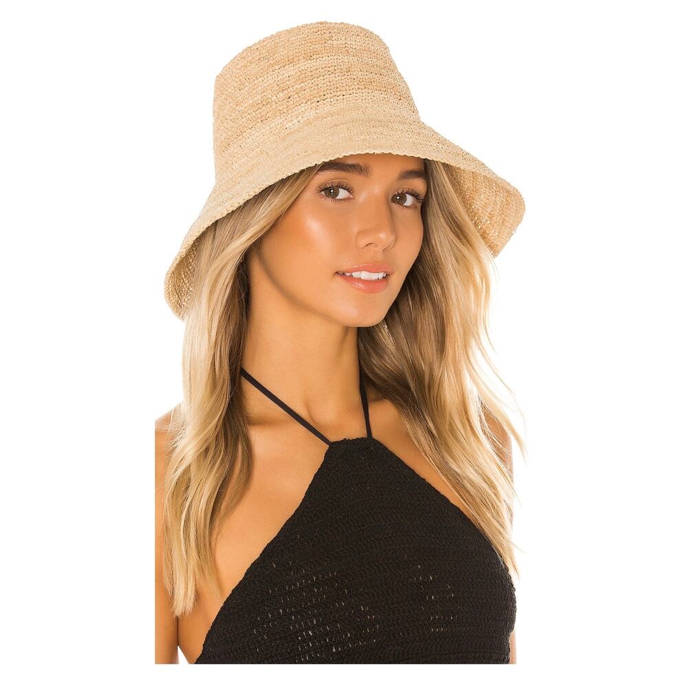 NEW Janessa Leone Felix Packable Bucket Hat Natural Raffia Straw Large - Picture 3 of 9